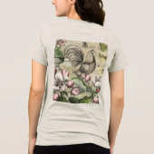 Rooster Garden Blumen Butterfly Art Tri-Blend Shirt (Rückseite)