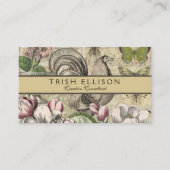 Rooster Garden Blumen Butterfly Art Visitenkarte (Vorderseite)