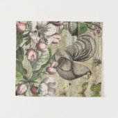 Rooster Garden Blumen Butterfly Art Wandteppich (Vorderseite (Horizontal))