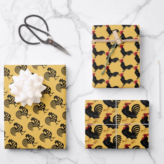 Rooster Geschenkpapier Set (Vorderseite)