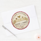 Rooster Gingham Karo Rustic Wedding Label Runder Aufkleber (Umschlag)