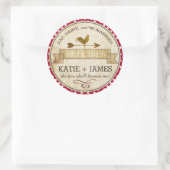 Rooster Gingham Karo Rustic Wedding Label Runder Aufkleber (Tasche)