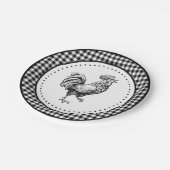 Rooster Gingham Pappteller (Schrägansicht)
