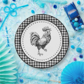 Rooster Gingham Pappteller (Party)