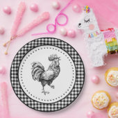 Rooster Gingham Pappteller (Party)