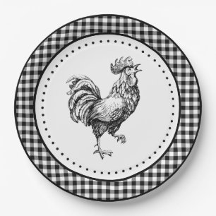 Rooster Gingham Pappteller