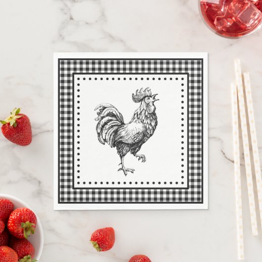 Rooster Gingham Serviette (Beispiel)