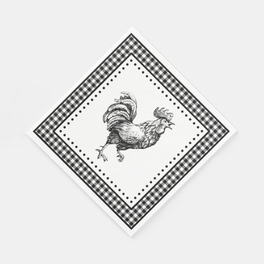 Rooster Gingham Serviette (Ecke)