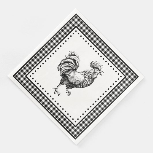 Rooster Gingham Serviette (Ecke)