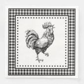 Rooster Gingham Serviette (Vorderseite)