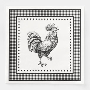 Rooster Gingham Serviette