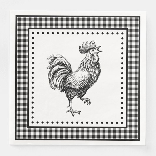 Rooster Gingham Serviette (Vorderseite)