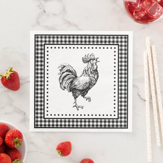 Rooster Gingham Serviette (Beispiel)