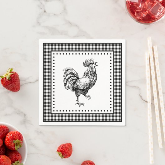 Rooster Gingham Serviette (Beispiel)