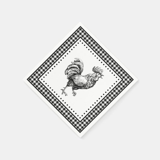 Rooster Gingham Serviette (Ecke)