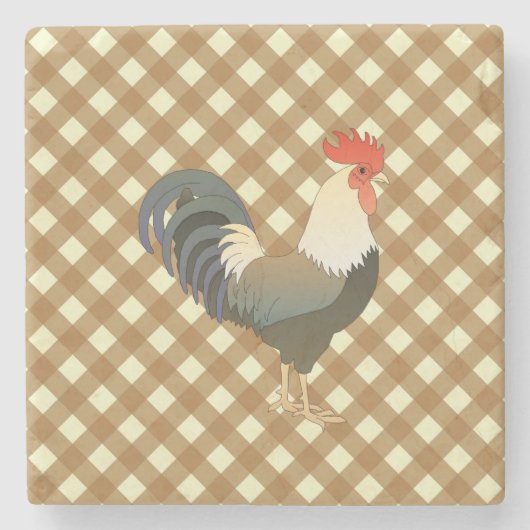 ROOSTER GINGHAM STEINUNTERSETZER (Vorderseite)