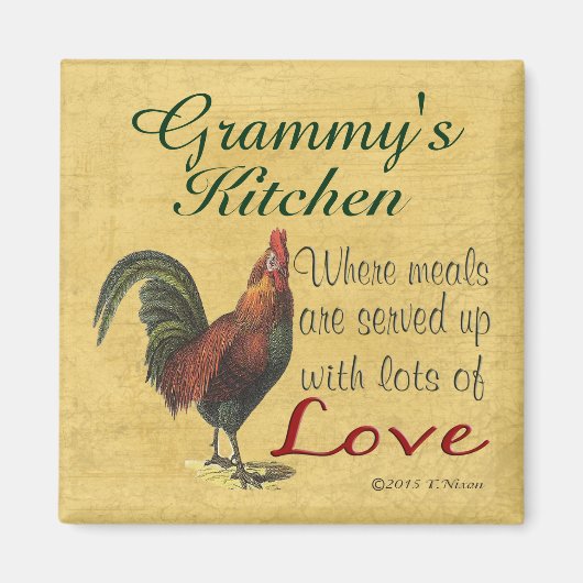 Rooster Grammy's Kitchen Kühlschrank Magnet (Vorne)