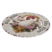 Rooster & Grapes Heraldic Crest in maroon, Schneidebrett (Ecke)