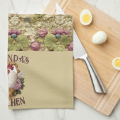 Rooster & Grapes Heraldic Crest, in wheat, Geschirrtuch (Viertel Falte)