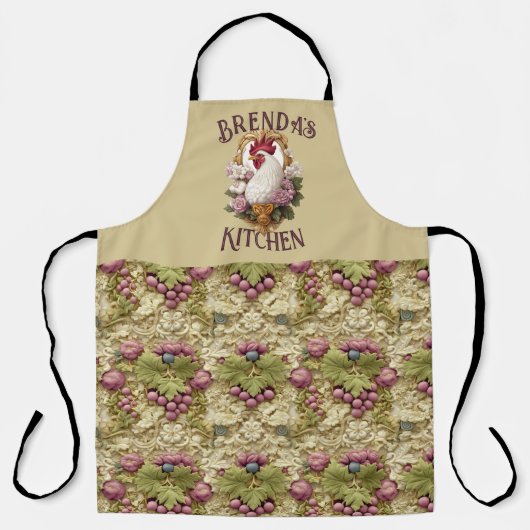 Rooster & Grapes Heraldic Crest, in wheat, Schürze (Vorderseite)