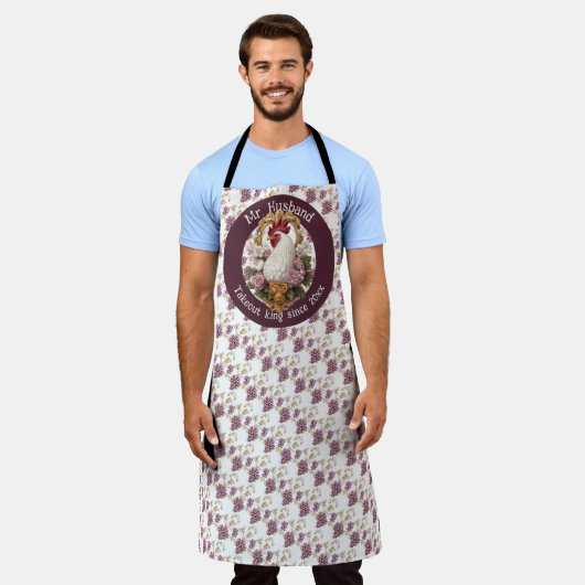Rooster & Grapes Heraldic Crest Schürze (Getragen)