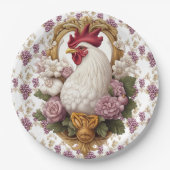 Rooster & Grapes Heraldisches Wappen Pappteller (Vorderseite)