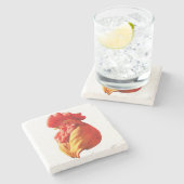 Rooster Head Steinuntersetzer (Seitenansicht)