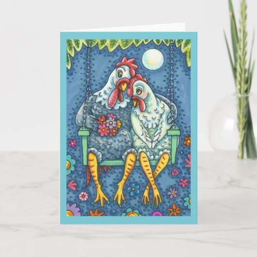 ROOSTER HEN CANODLES, NIEDLICH CHICKEN ROMANCE Bla Karte (Vorderseite)