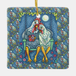 ROOSTER HEN CANODLES, NIEDLICH CHICKEN SWEETHEARD KERAMIKORNAMENT