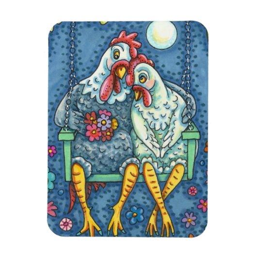 ROOSTER HEN CANODLES, NIEDLICH CHICKEN SWEETHEARD MAGNET (Vertikal)