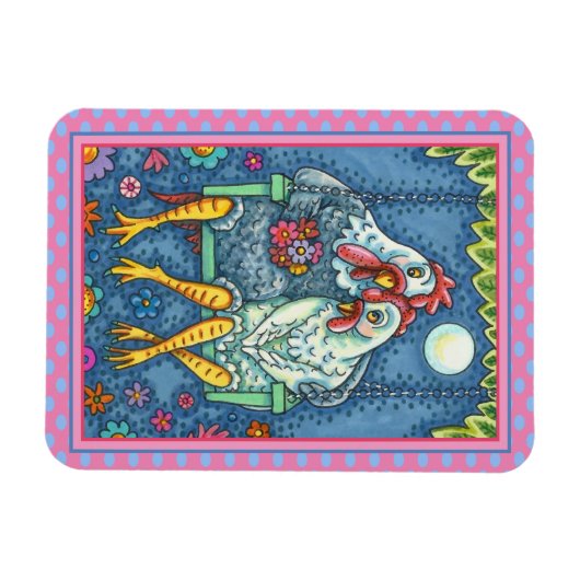 ROOSTER HEN CANODLES, NIEDLICH CHICKEN SWEETHEARD MAGNET (Horizontal)