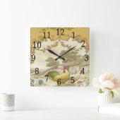 Rooster Hen Chicken Coop Clock Quadratische Wanduhr (Zuhause)