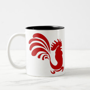 Rooster Hen Farm Animal Silhouette Vintag Zweifarbige Tasse