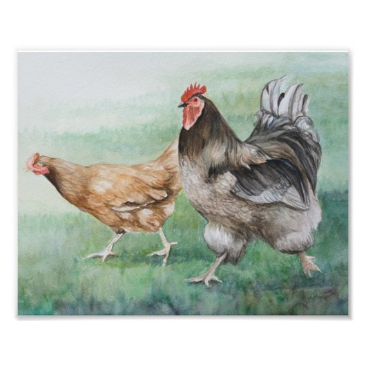 Rooster & Hen Foto Print (Vorne)