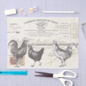 Rooster Hen Französisch Script Farmhouse Bird Deco Seidenpapier (Handwerk)