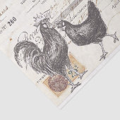 Rooster Hen Französisch Script Farmhouse Bird Deco Seidenpapier (Ausschnitt)