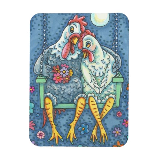 ROOSTER & HEN LOVERS, CHICKEN MAGNET Rectangle (Vertikal)