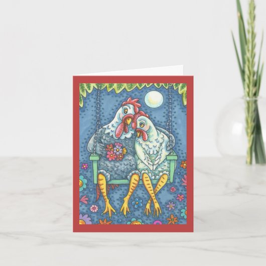 ROOSTER & HEN LOVERS, CHICKEN NOTE CARD Blank Karte (Vorderseite)