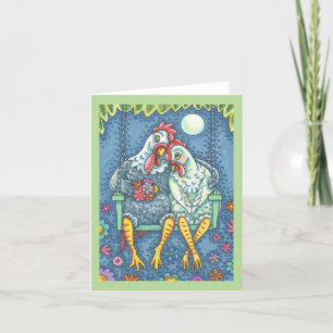 ROOSTER & HEN LOVERS, CHICKEN NOTE CARD Blank Karte