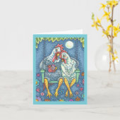 ROOSTER & HEN LOVERS, CHICKEN NOTE CARD Blank Karte (Gelbe Blume)
