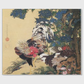 Rooster Hen und Hydrangea von Ito Jakuchu Geschenkpapier (Flach)