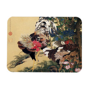 Rooster Hen und Hydrangea von Ito Jakuchu Magnet
