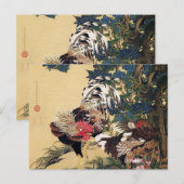 Rooster Hen und Hydrangea von Ito Jakuchu Postkarte (Vorne/Hinten)