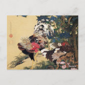 Rooster Hen und Hydrangea von Ito Jakuchu Postkarte (Rückseite)