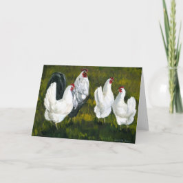 "Rooster & Hens" Art Grußkarte Karte