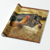 Rooster Hens Rustic Barcoop Geschenkpapier (Ungerollt)