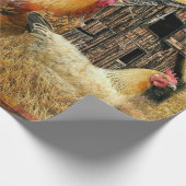 Rooster Hens Rustic Barcoop Geschenkpapier (Ecke)
