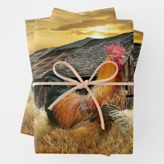 Rooster Hens Rustic Barcoop Geschenkpapier Set (Beispiel)