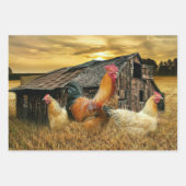 Rooster Hens Rustic Barcoop Geschenkpapier Set (Vorderseite)