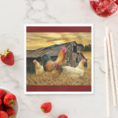 Rooster Hens Rustic Barcoop Serviette (Beispiel)